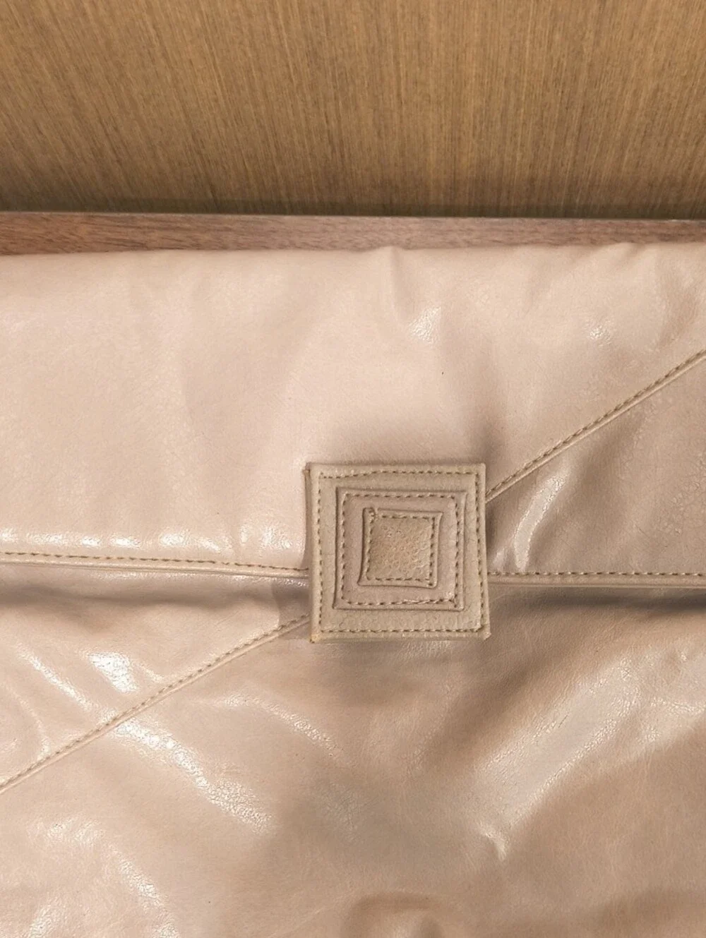 Vintage 1980s Beige Fold-Over Wristlet Clutch - Neutral Women's Bag